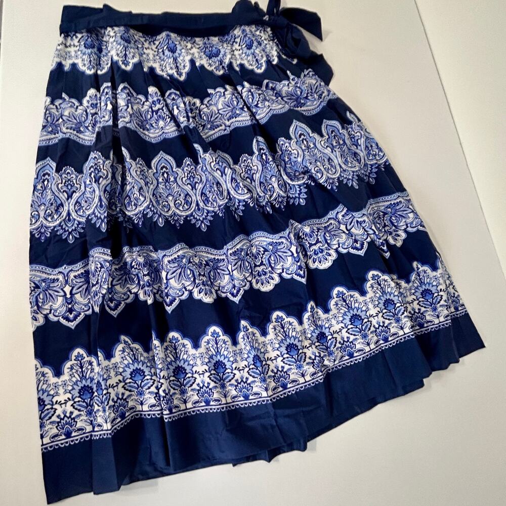 NWT Talbots Skirt 16W 100% Cotton Blue Paisley